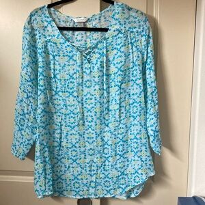 CJ Banks 1X lightweight long sleeve roll loose blouse